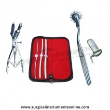 Hegar uterine dilator 3 pieces set,3-4, 7-8, 9-10, wartenberg pinwheel, mathieu speculum, collin large